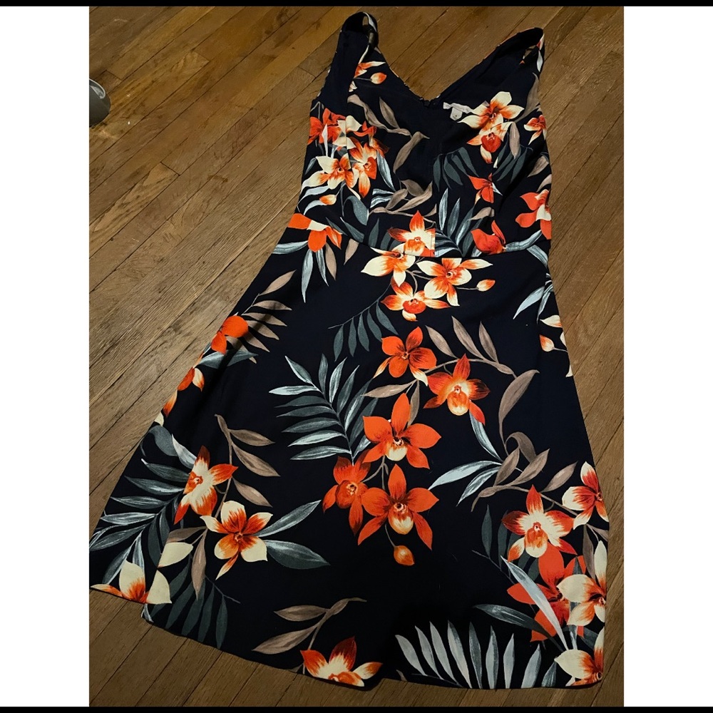 Navy blue / Orange Floral Dress SIze 8